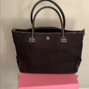Aigner black canvas and leather handbag